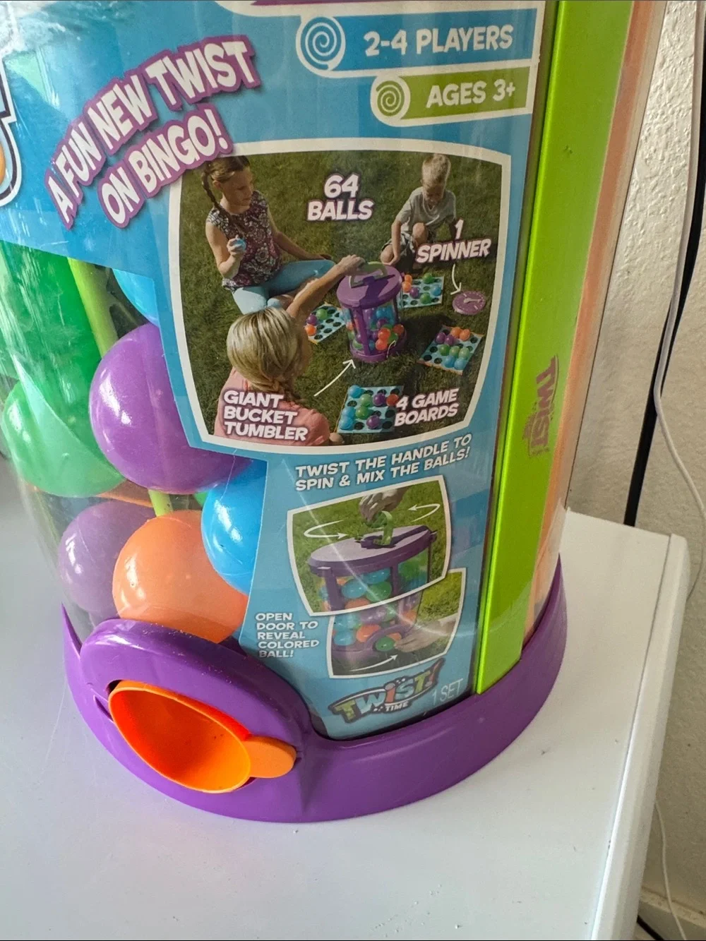 Bucket Bingo Kids Game - Colorful Orange, Purple & Green Play Set